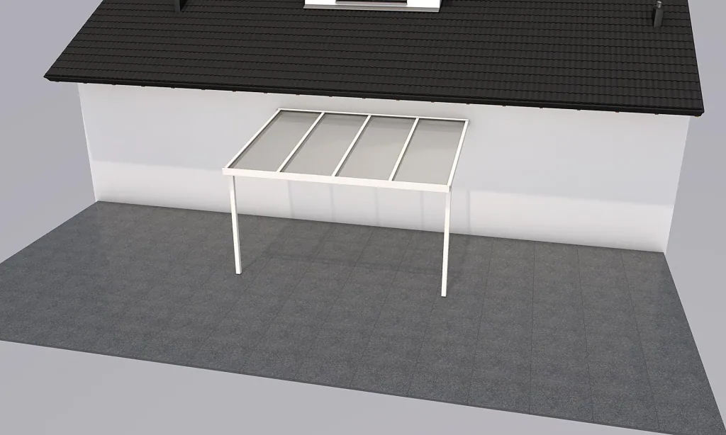 Terrassendach Premium, weiß, 4102 x 3060 mm - Polycarbonat Stegplatten 16 mm, klar