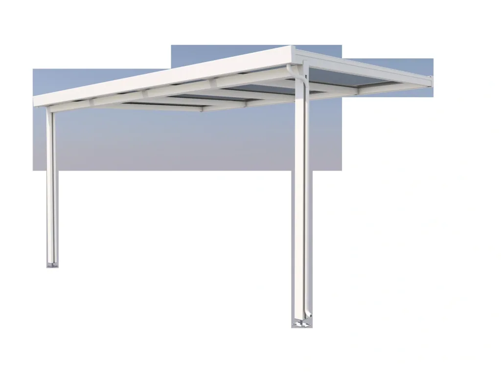 Terrassendach Premium, weiß, 4102 x 3060 mm - Polycarbonat Stegplatten 16 mm, klar