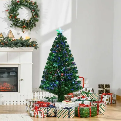 Weihnachtsbaum 1,2 m Christbaum Kunsttanne 130 Äste mit LED-Lichtern