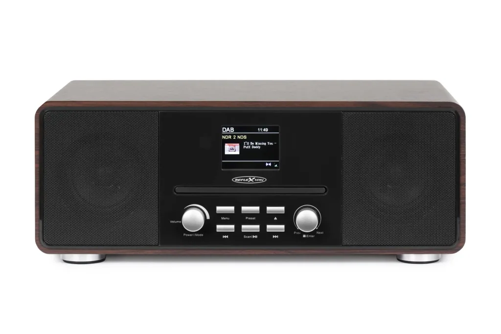Design DAB+/UKW-Radio mit Bluetooth, CD, USB, Aux-In und Encoding holzfarben