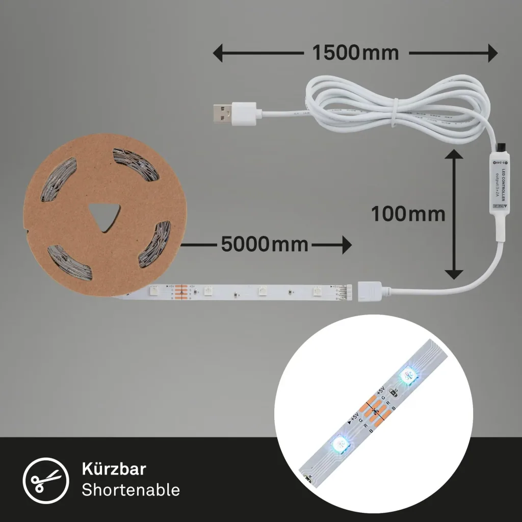 USB SMART Wifi + Bluetooth RGB-LED Flexband, 5m, APP-Steuerung, 150 RGB-LEDs