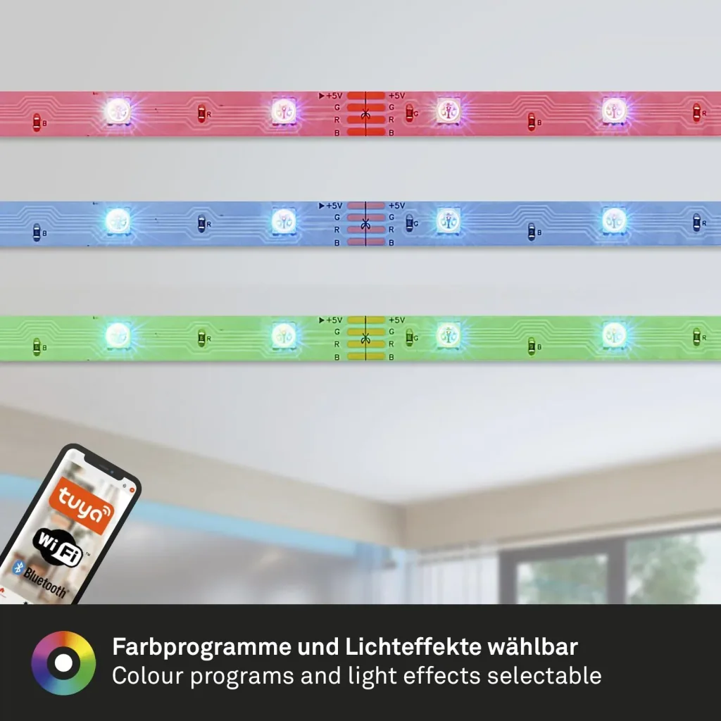 USB SMART Wifi + Bluetooth RGB-LED Flexband, 5m, APP-Steuerung, 150 RGB-LEDs