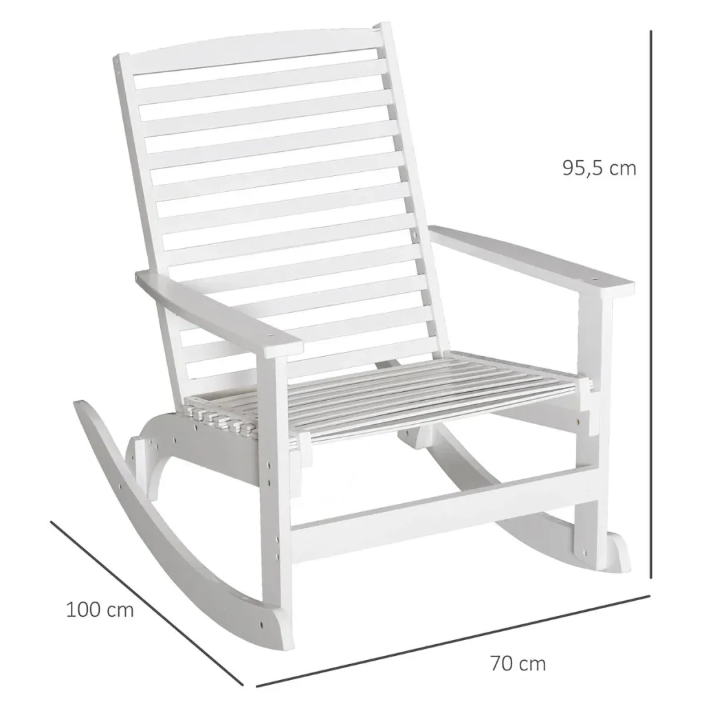 Garten Schaukelstuhl Relaxsessel Gartenstuhl Schaukelsessel Bambus Sperrholz Weiß 70 x 100 x 95,5 cm