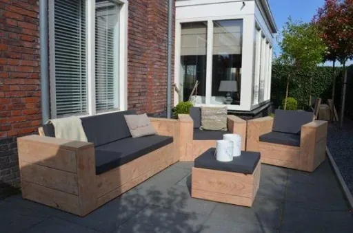 Loungebank haltbares douglas-Holz 200 cm Halbmontagepaket