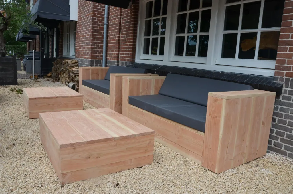 Loungebank haltbares douglas-Holz 200 cm Halbmontagepaket
