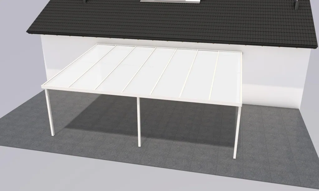 Terrassendach Premium, weiß, 7120 x 5060 mm - Klima blue