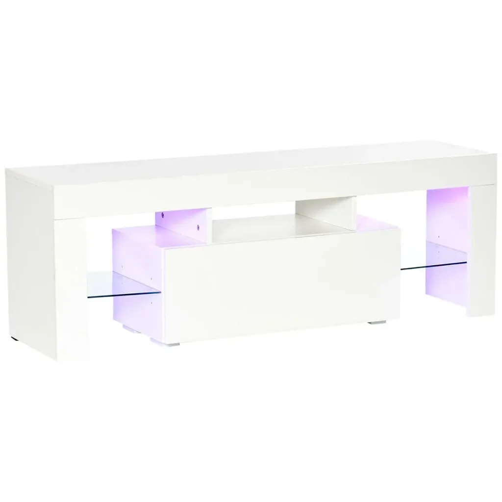 Fernsehtisch TV Schrank mit RGB-Lichtleisten TV-Kommode Schrankelement mit verstellbaren Glasböden offenen Einlegeböden