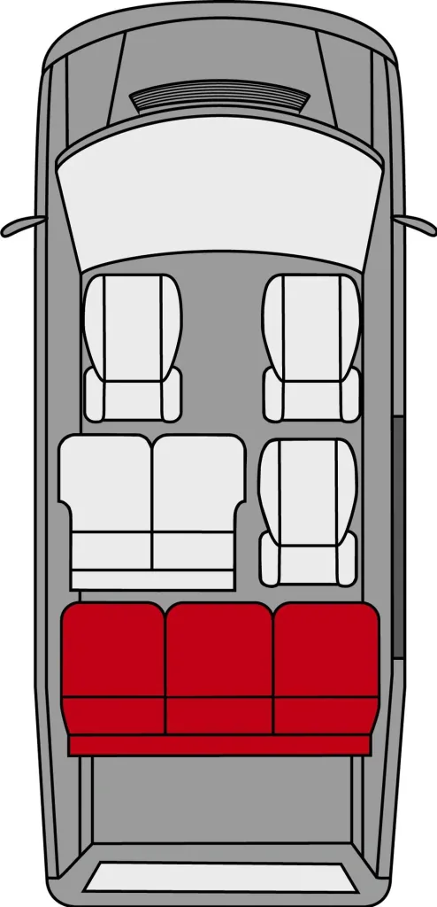 Passform Sitzbezüge VW T6 für 3er Bank hinten aus Kunstleder ab Baujahr 07/2015 bis heute