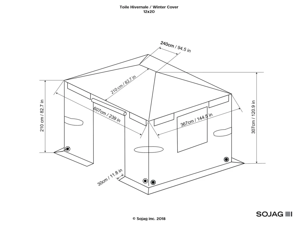 Sojag Pavillon Winterabdeckung für Pavillon 12 x 20