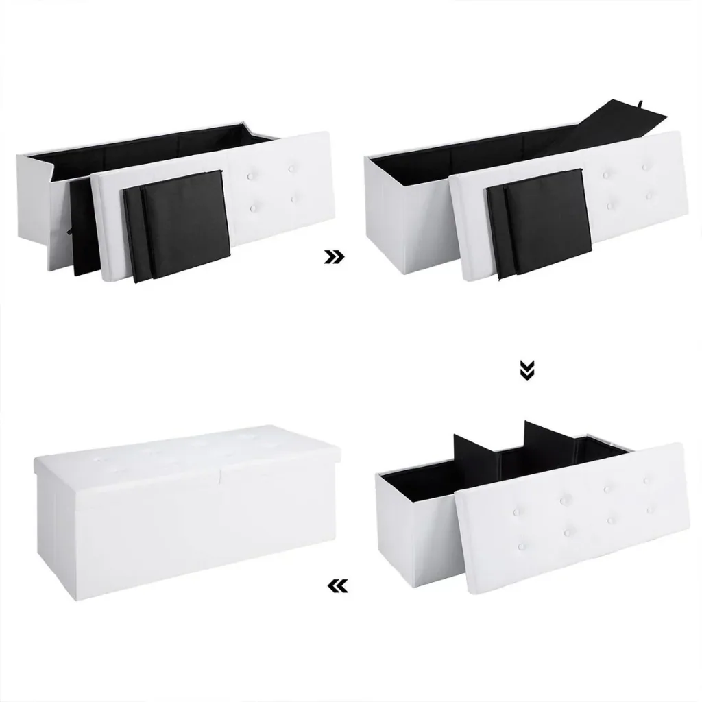 Faltbarer Sitzkasten mit Scharnierdeckel weiß - 115x38x38cm