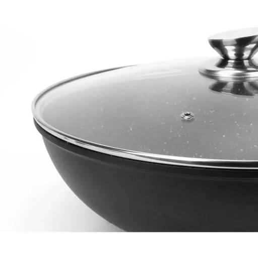 Wokpfanne - mit Glasdeckel - 28cm - Schwarz