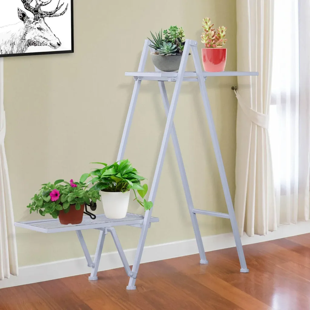 Pflanzregal Pflanzenständer Blumenständer Blumentreppe Metall Weiß 86 x 24 x 81 cm
