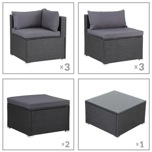 Polyrotan XL Lounge-Set 26-teilig. Schwarz Anthrazit