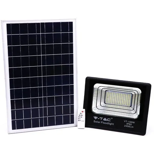 VT-100W Solarscheinwerfer mit separatem Solarpanel - 35W - 2450 Lumen - 4000K - Solarenergie