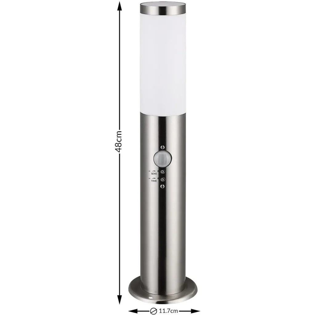 Pathlicht - Außenbeleuchtung - Gartenbeleuchtung - Edelstahl - Mit Sensor -48 x 12 cm - Silber