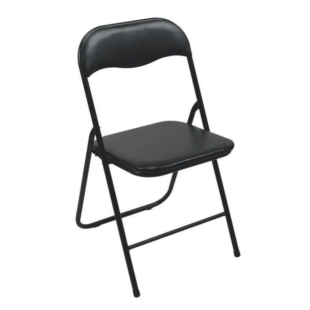 Klappstuhl schwarz, leicht und faltbar, 150 kg Belastbarkeit, stabiler Stahlrahmen und leicht zu reinigendes PVC, idealer Sitz für den Innenbereich, Küche, Esszimmer oder Veranstaltungen