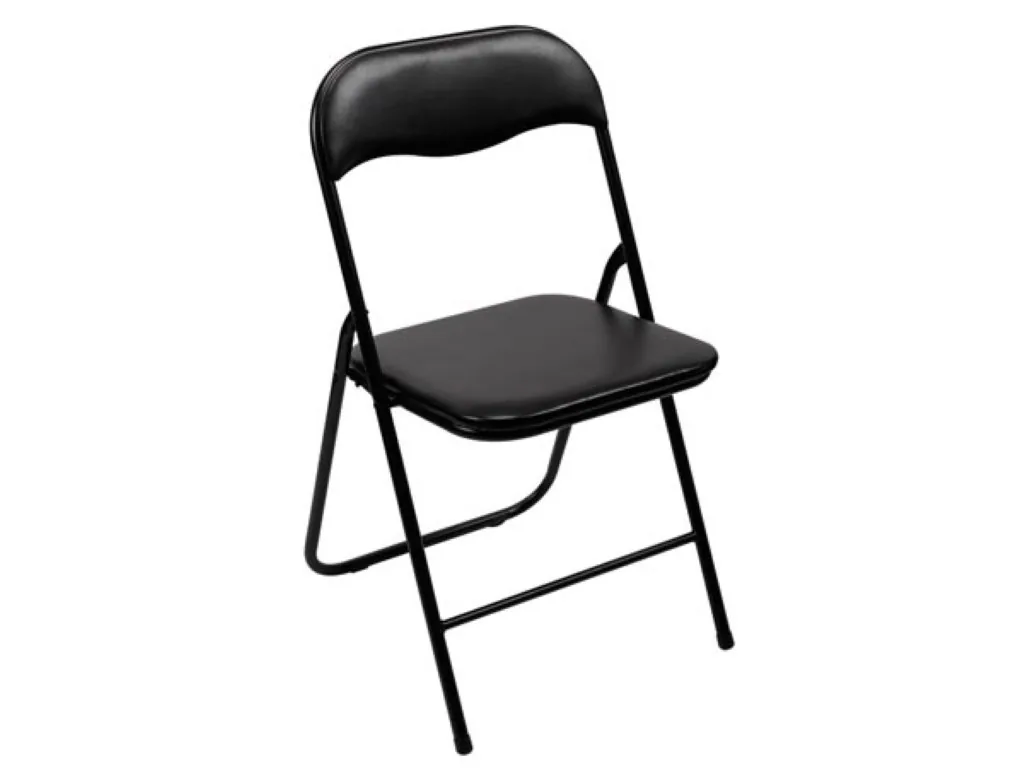 Klappstuhl schwarz, leicht und faltbar, 150 kg Belastbarkeit, stabiler Stahlrahmen und leicht zu reinigendes PVC, idealer Sitz für den Innenbereich, Küche, Esszimmer oder Veranstaltungen