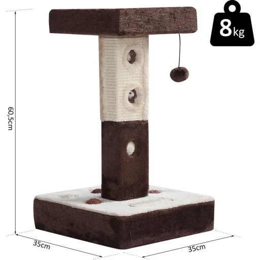 Kratzbaum Katzenbaum Spielbaum mit Ball und Roller Mäuse L35 x B35 x H60,5 cm