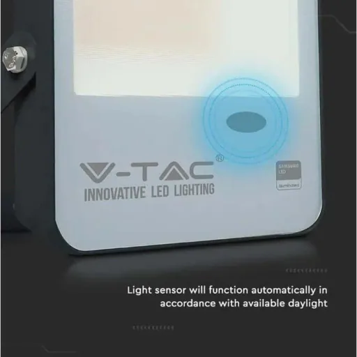 VT-57S LED-Flutlicht mit Tag/Nacht-Sensor - 50 W - 5000 Lm - 4000K - schwarz