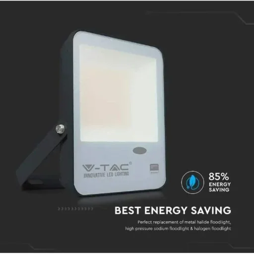 VT-57S LED-Flutlicht mit Tag/Nacht-Sensor - 50 W - 5000 Lm - 4000K - schwarz