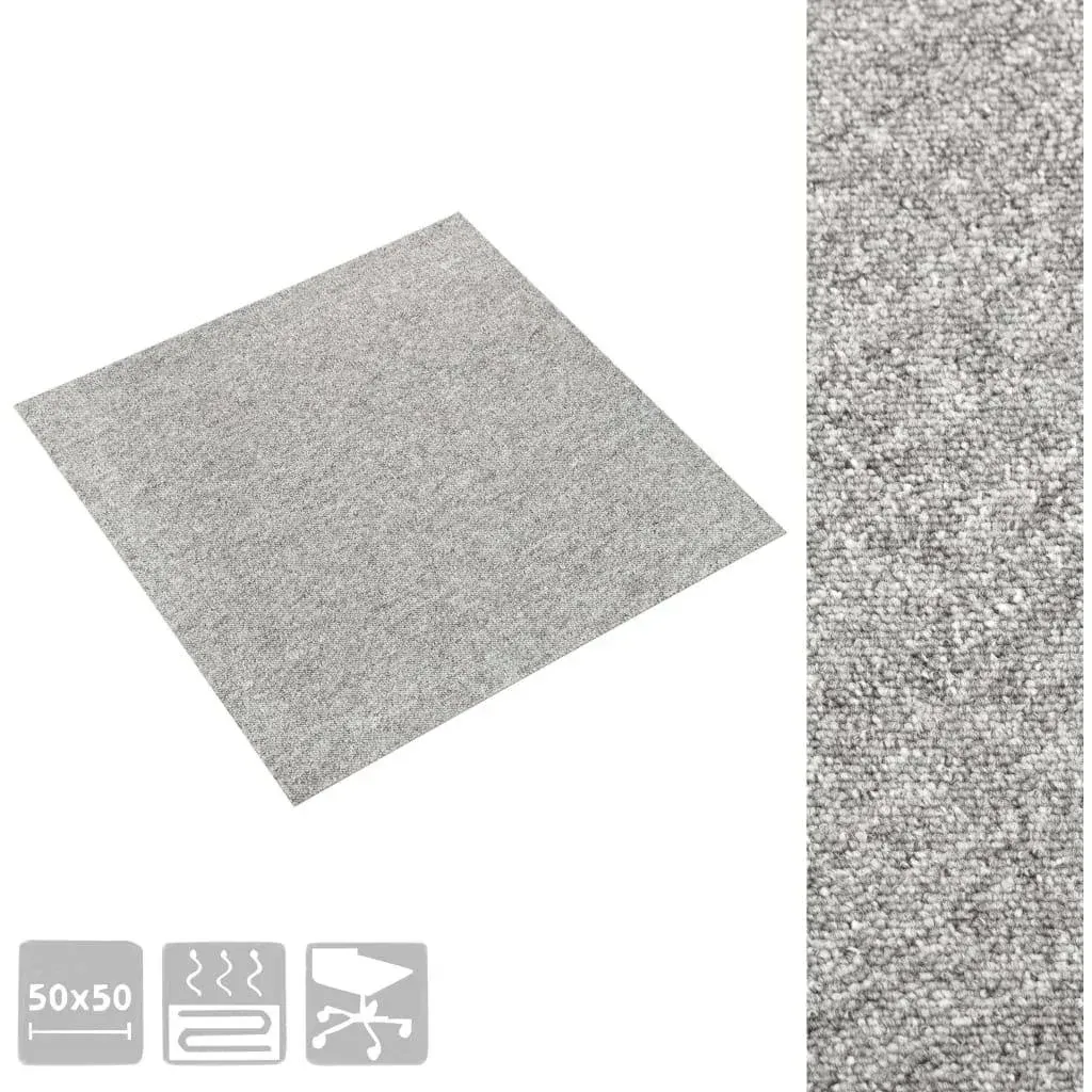 Teppichfliesen 20 Stück 5 m² 50x50 cm hellgrau