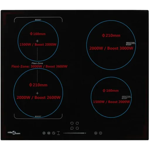 Induktionsherd 4 Kochzonen Touch Control Flexzone 7000 W