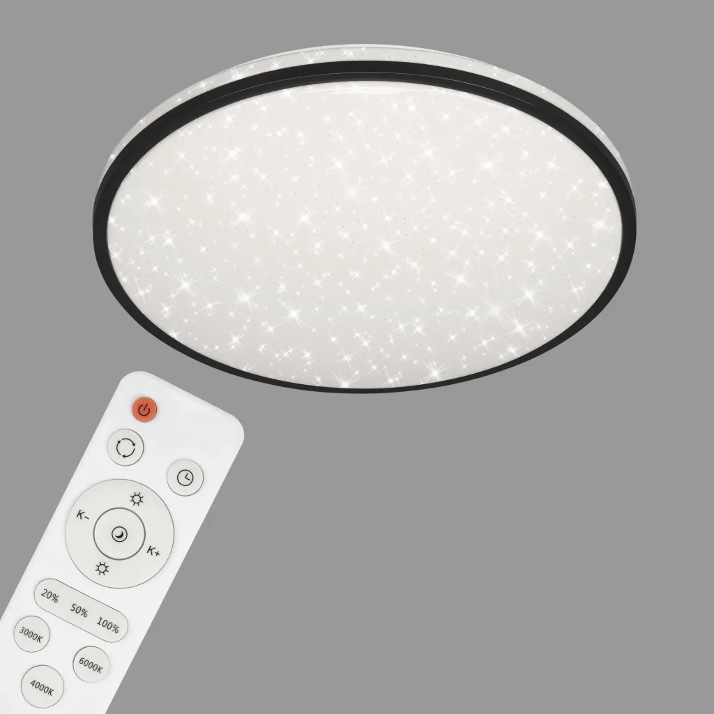 LED Deckenleuchte mit Sternendekor, rund, Ø 49,2 cm, 48 Watt, schwarz