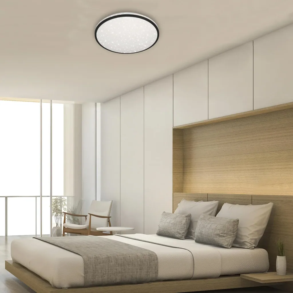 LED Deckenleuchte mit Sternendekor, rund, Ø 49,2 cm, 48 Watt, schwarz