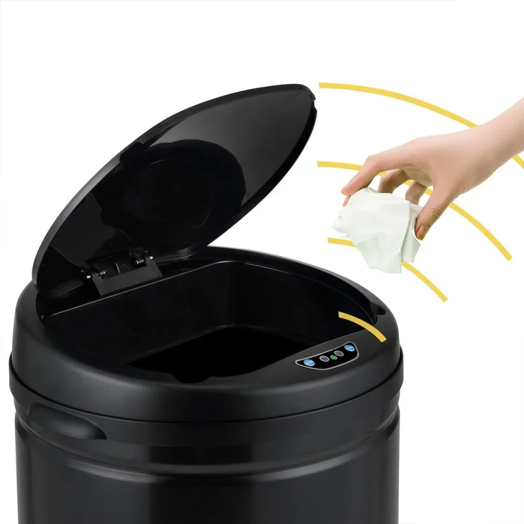 Abfallkorb mit Sensor Edelstahl schwarz 40 Liter