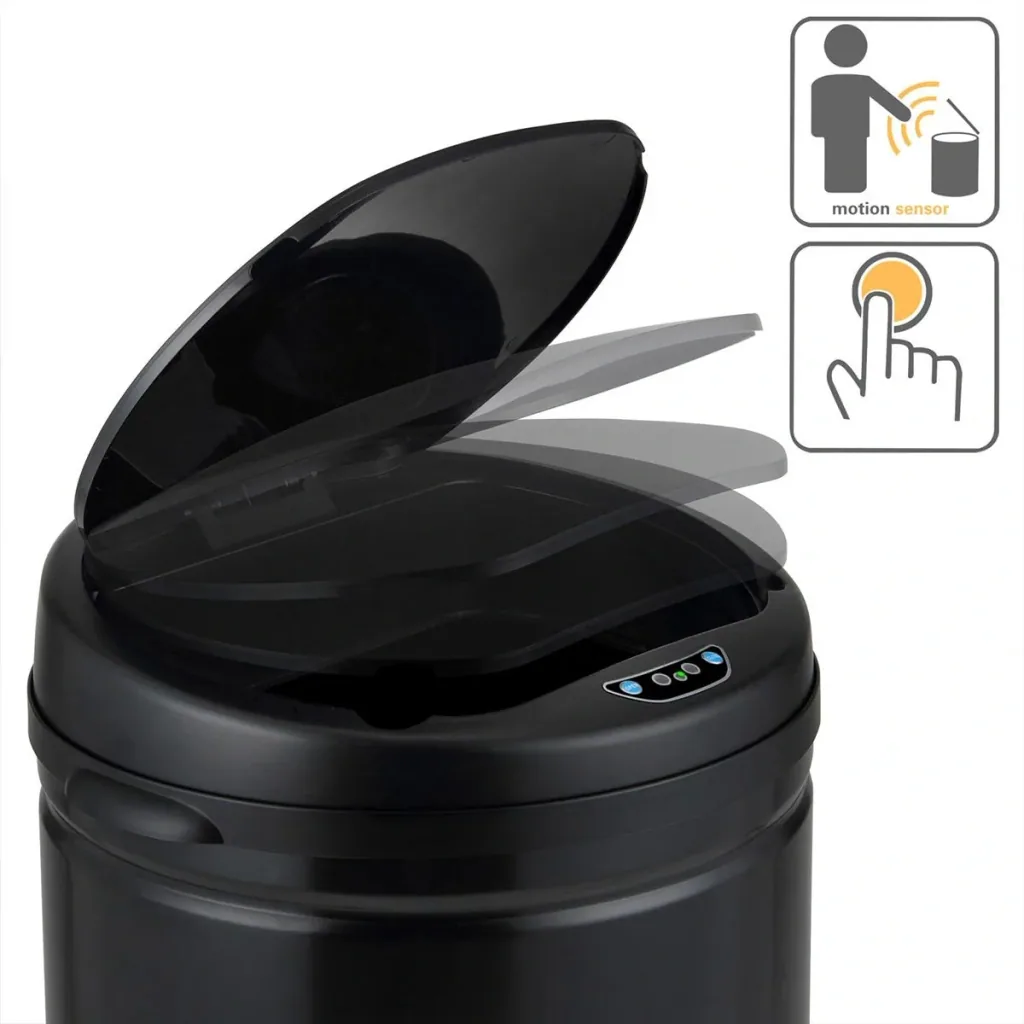 Abfallkorb mit Sensor Edelstahl schwarz 40 Liter