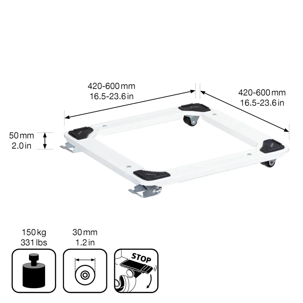 Transporthilfe MM 1192, 42-60 x 5 cm, ausziehbar, 2 Lenk- & 2 Bockrollen Ø 30 mm, 2 Feststeller, Tragkraft 220 kg