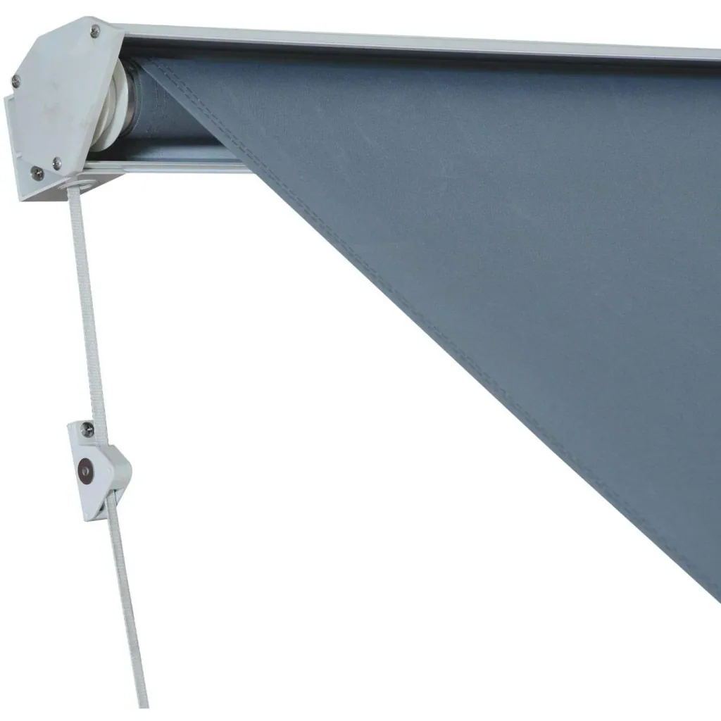 Markise 122cm x 70cm Balkonmarkise Faltarm Seilzug grau
