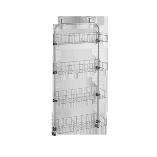 Tür-Regal, 4 Ablagen "Baskets@Door", Silberfarben