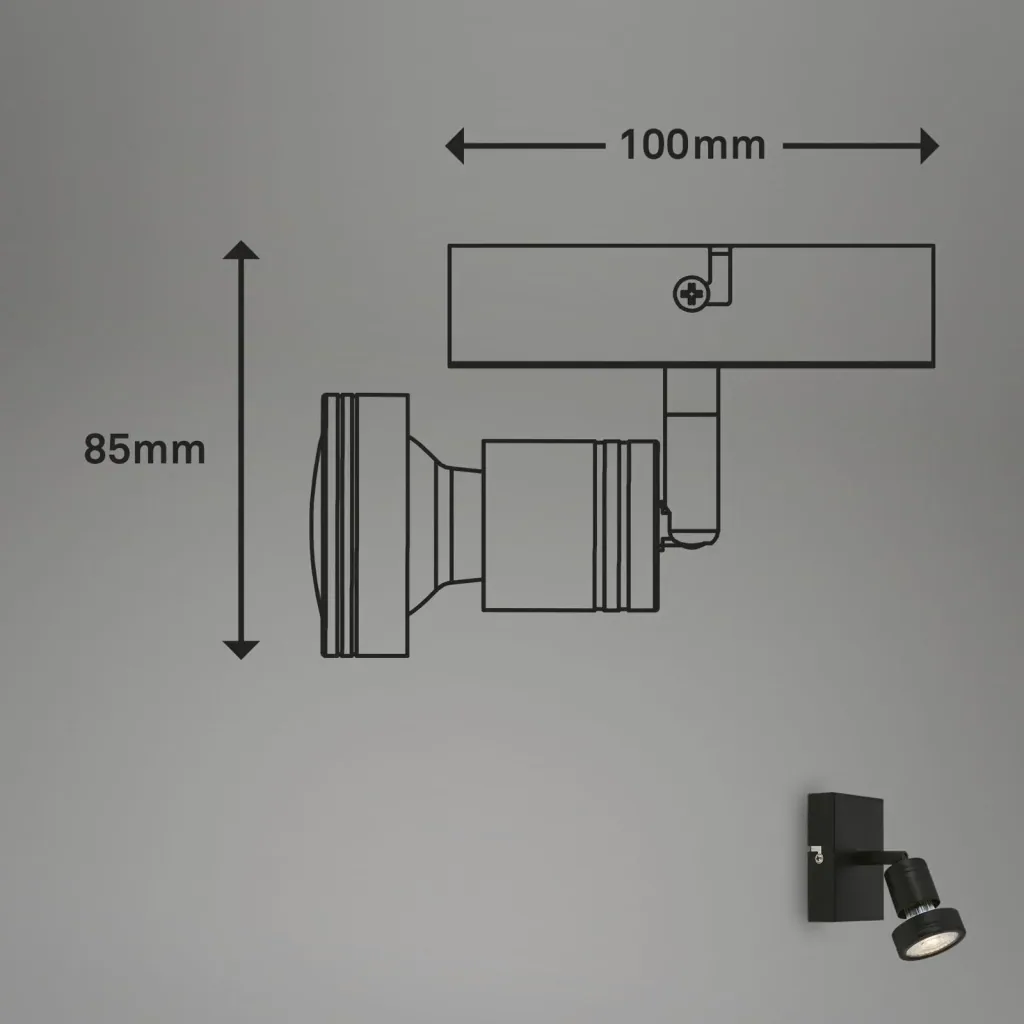 LED Spotleuchte 1-flammig, schwarz, GU10 Fassung, inklusive LED Leuchtmittel, 4,9 Watt, 460 lm, 3000 K