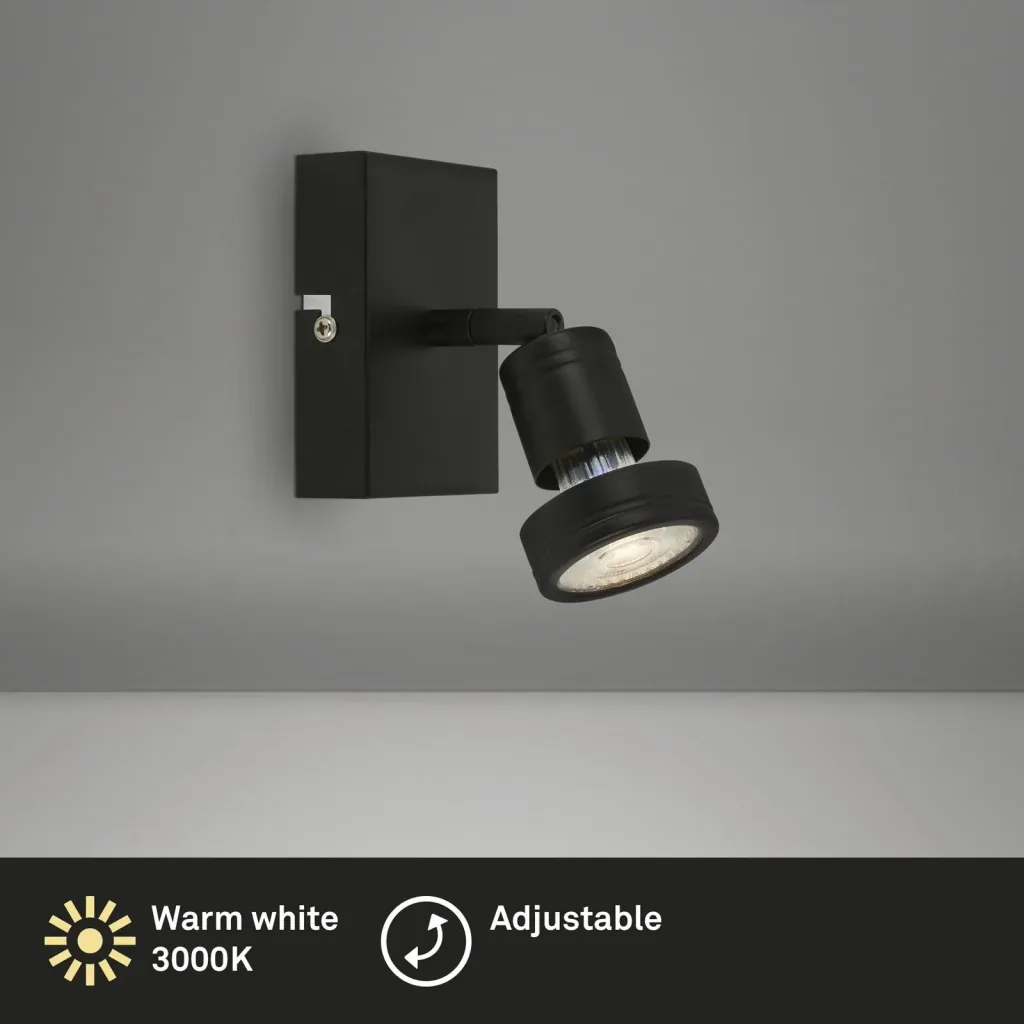 LED Spotleuchte 1-flammig, schwarz, GU10 Fassung, inklusive LED Leuchtmittel, 4,9 Watt, 460 lm, 3000 K