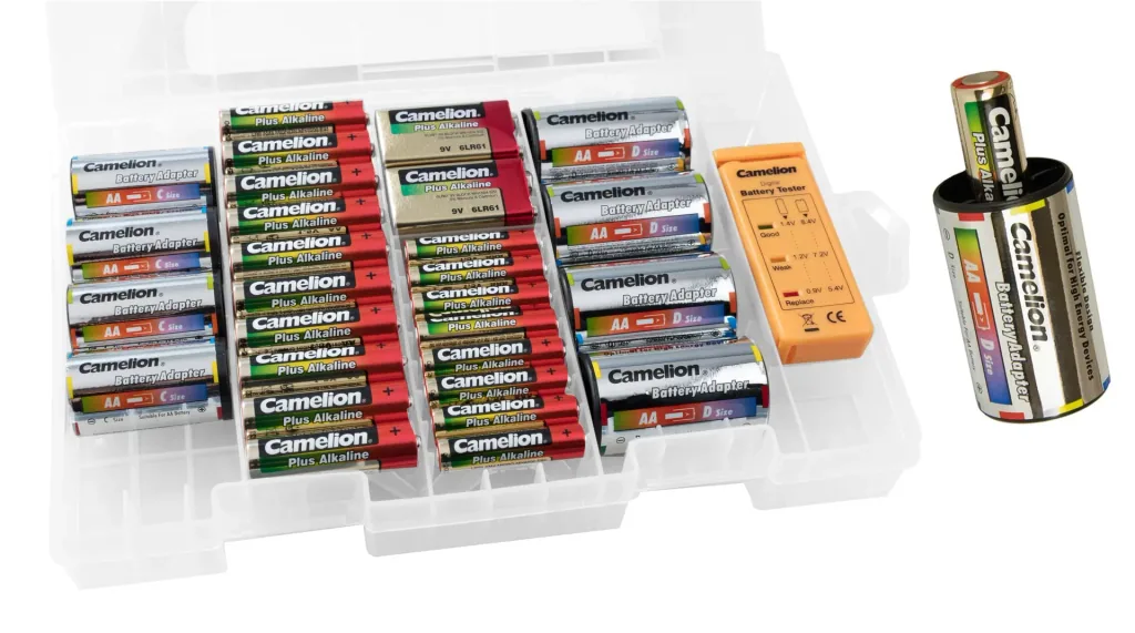 Plus Alkaline Batteriebox mit Batterietester und Adapter - 29-teilig