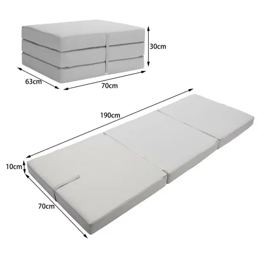 Matratze grau 190x70x10cm faltbar