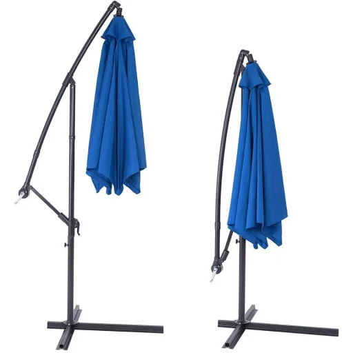 Sonnenschirm faltbar Aluminium blau mit Pendel Ø 330 cm