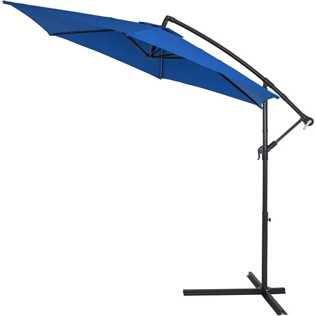 Sonnenschirm faltbar Aluminium blau mit Pendel Ø 330 cm