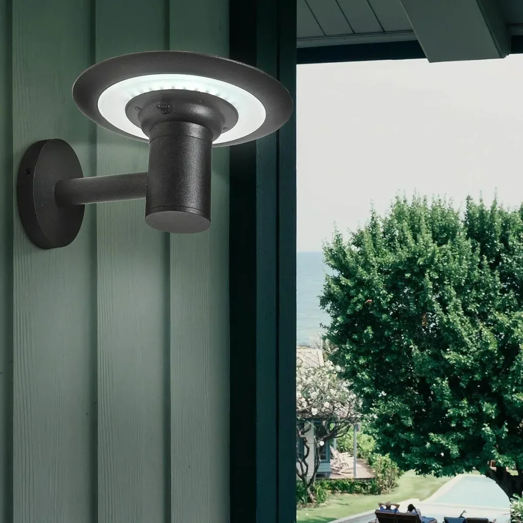 Solar-Außenlampe mit 2 Leuchtstufen, Vintage-Look, schwarz, 25 x 23,5 x 22 cm
