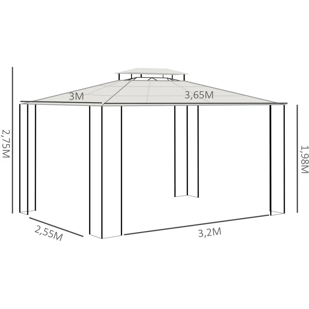 Gartenpavillon - Polycarbonat - Braun/Grau - 3,65 x 3 x 2,75 m