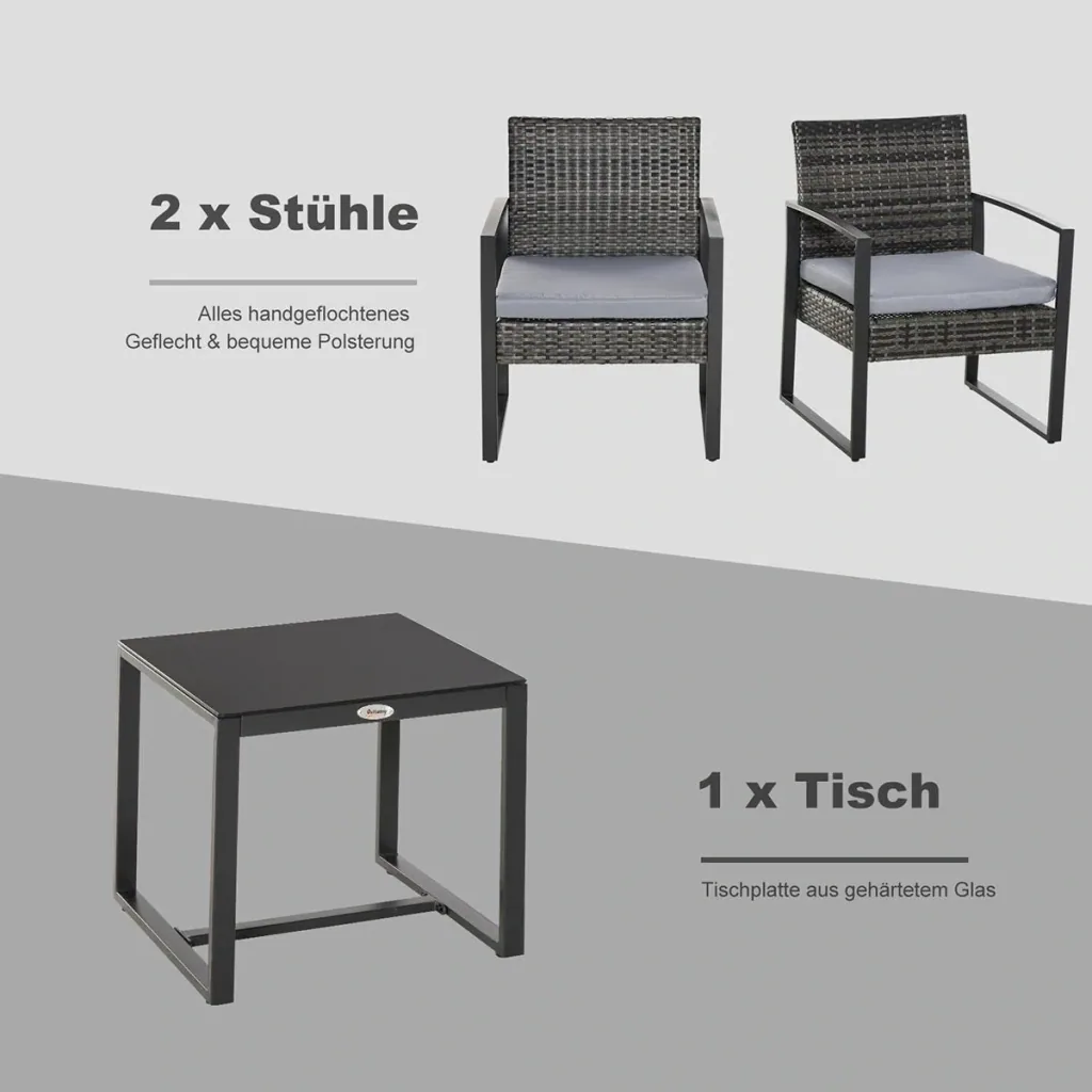 Polyrattan Sitzgruppe als 5-tlg. Set schwarz