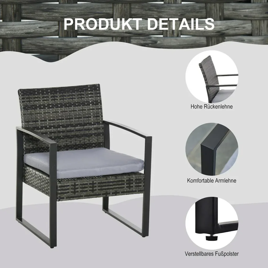 Polyrattan Sitzgruppe als 5-tlg. Set schwarz