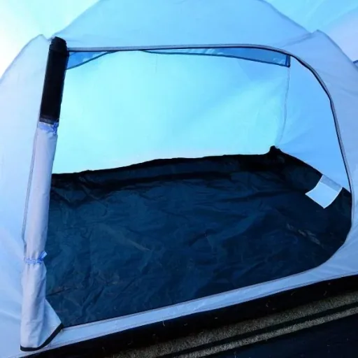 Campingzelt Familienzelt mit 2 Schlafkabinen Blau L460 x B230 x H195cm
