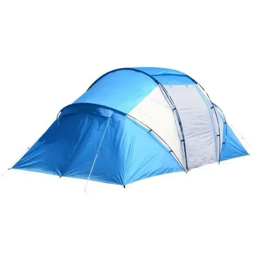 Campingzelt Familienzelt mit 2 Schlafkabinen Blau L460 x B230 x H195cm