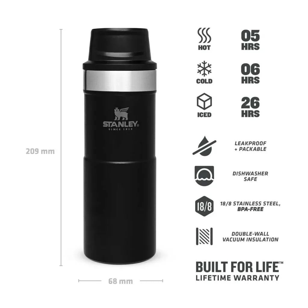 Trigger-Action Travel Mug 0,35 l, Matte Black, Vakuumisolierung, Einhandbedienung