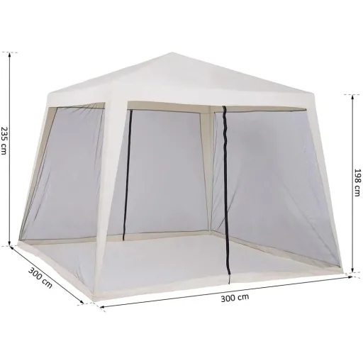 Gartenpavillon Pavillon Festzelt Partyzelt wetterfest Zelt mit Moskitonetz Beige 3 x 3 m