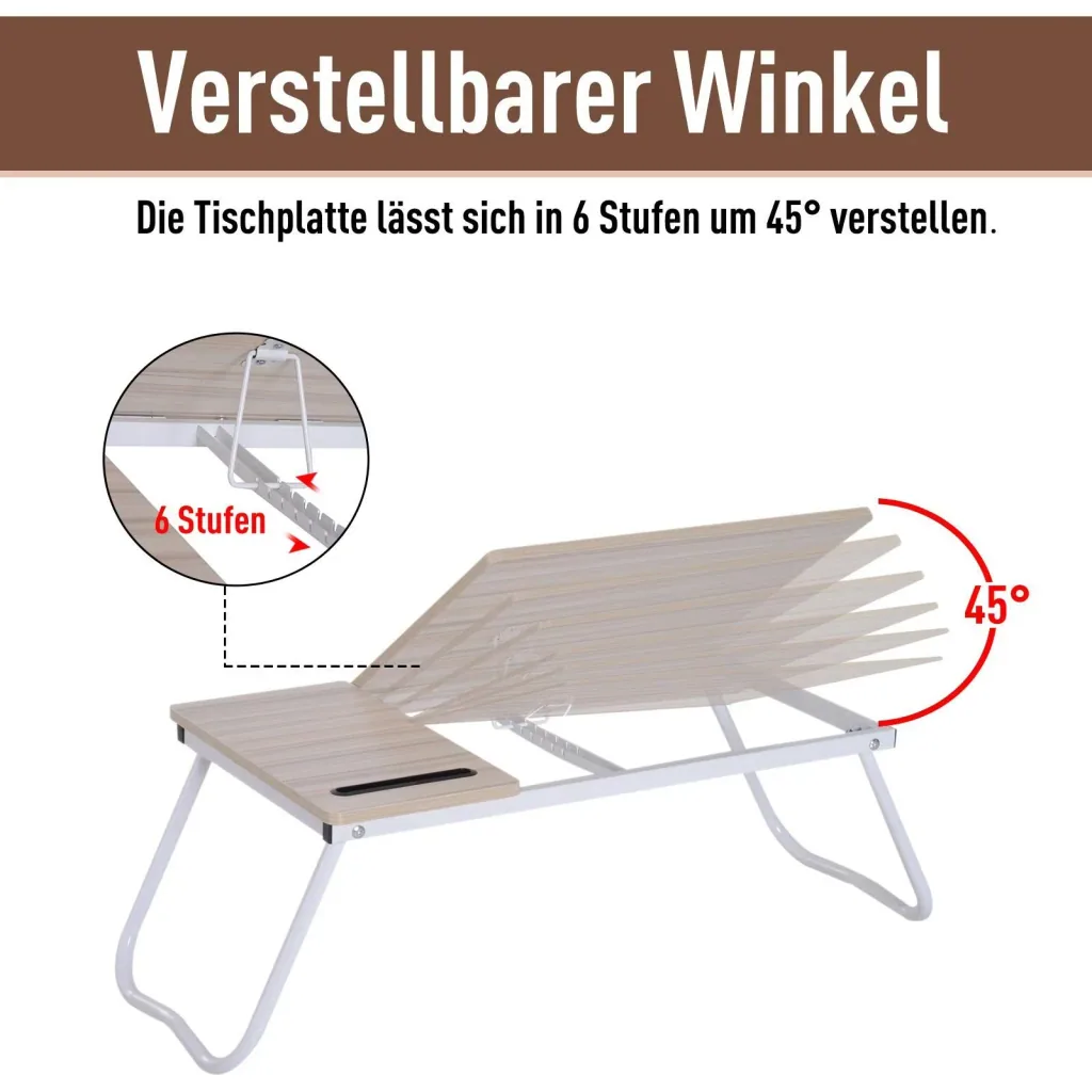 Laptoptisch Betttablett Betttisch Frühstückstisch Serviertablett Lesehalter faltbar verstellbar