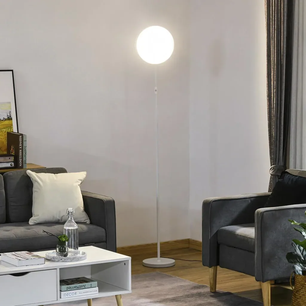 Stehlampe mit LED um 90 Grad verstellbar abnehmbarer Lichtmast Lampe Metall Acryl Weiß Ø28 x 171,5 cm