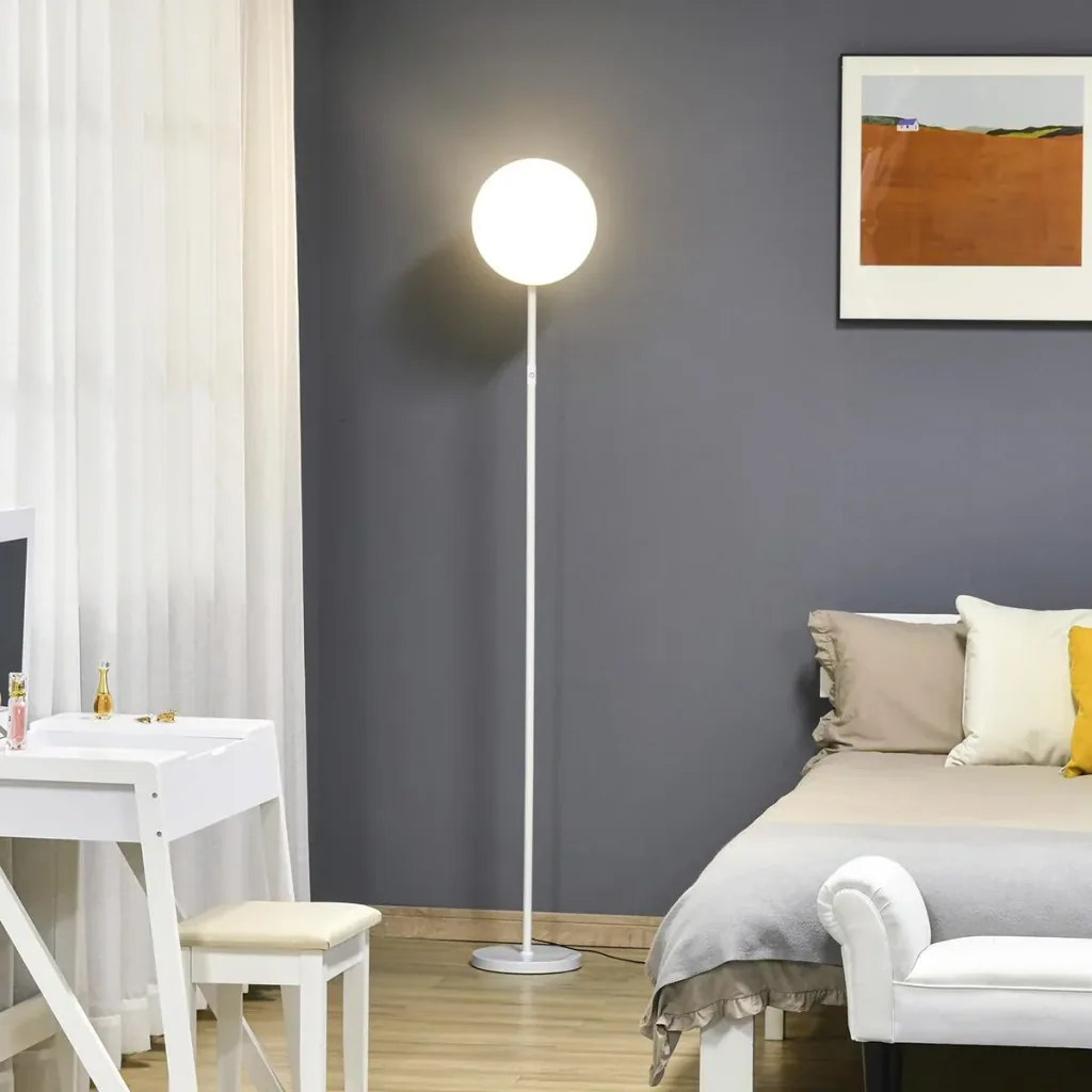 Stehlampe mit LED um 90 Grad verstellbar abnehmbarer Lichtmast Lampe Metall Acryl Weiß Ø28 x 171,5 cm